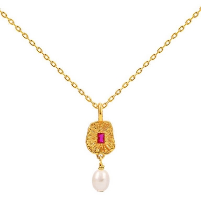 Billede af Hultquist Nola halskæde forgyldt sølv m. fvp + cz (45+5 cm)