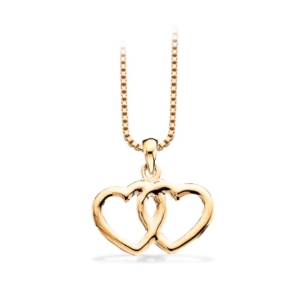 Billede af Vedhæng dobbelthjerte 8 kt. m. sølvkæde