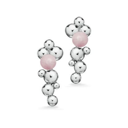 Billede af Øreringe kugler rosa quartz sølv pt.