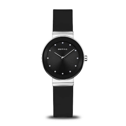Billede af Bering Classic dameur stål sort silikonerem 29mm 3bar