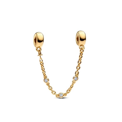 Billede af Pandora Tre Klare Sten sikkerhedskæde forgyldt metalblanding m. cz (50 mm)