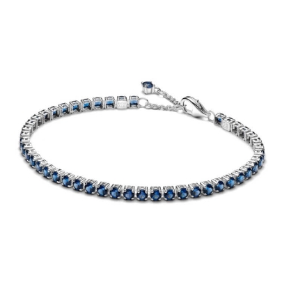 Billede af Pandora Funklende Blåt Tennisarmbånd sølv m. cz (16-20 cm)