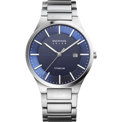 Billede af Bering Classic Titanium Herreur titanium lænke blå urskive 39mm dato safirglas 10atm