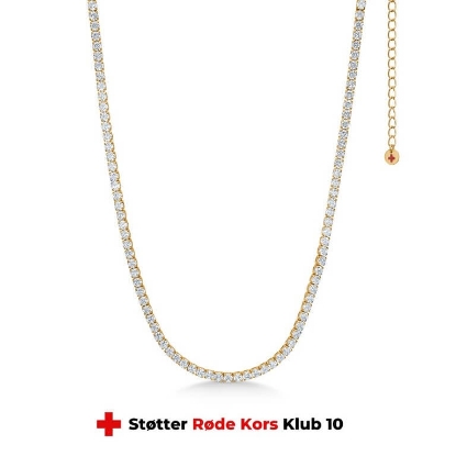 Billede af Studio Z "Tennis" halskæde forgyldt sølv m. cz (40-46 cm) - Røde Kors Klub 10