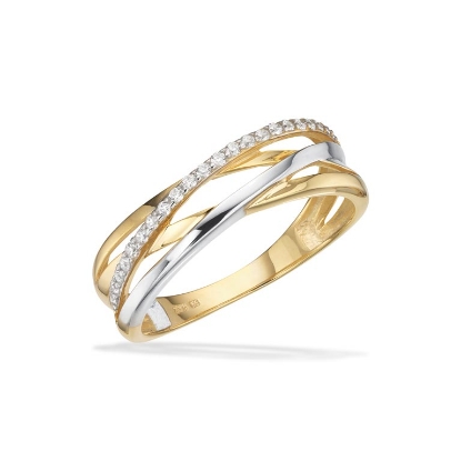 Billede af *Ring cubic zir. rd/hv 8 kt.