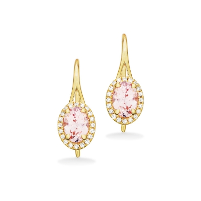 Billede af *Diana ørebøjler roset 0,14H-W/SI-morganit 14 kt.