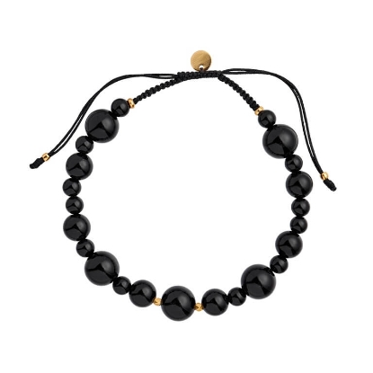 Billede af STINE A armbånd Cherrie Bon Bon - Black Onyx forgyldt sølv (17-25 cm)