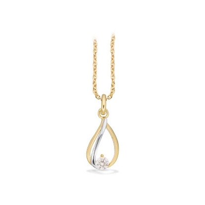 Billede af Vedhæng cubic zir. rd/hv 8 kt. sølvkæde