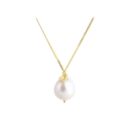 Billede af Aqua Dulce Barok Long halskæde forgyldt sølv m. barokperle (80 cm)