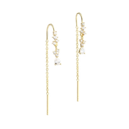 Billede af Aqua Dulce Aura Earthread øreringe forgyldt sølv m. cz