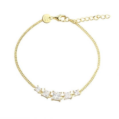 Billede af Aqua Dulce Edge armbånd forgyldt sølv m. cz (17 + 3 cm)