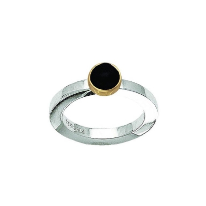 Billede af *Ring possibilities sølv m. 14kt og onyx kegle str. 55