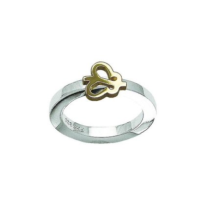 Billede af *Ring possibilities sølv m 14kt sommerfugl str. 55