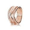 Billede af *Pandora ring rose bred m. cz rosaforgyldt metalblanding str. 60