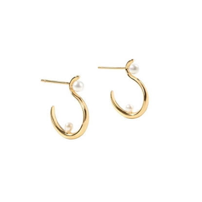 Billede af Aqua Dulce Swan Pearl Medium øreringe forgyldt sølv m. fvp