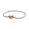 Billede af Pandora Moments Slangekædearmbånd m. forgyldt hjertelås (19 cm)