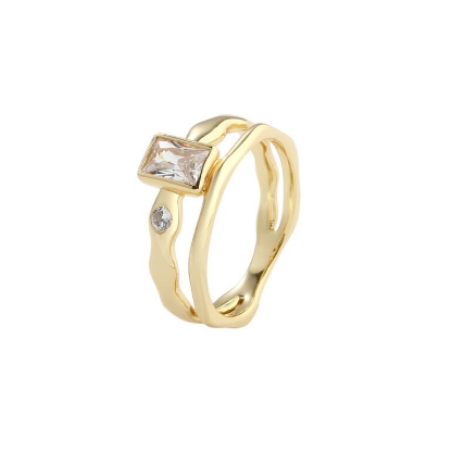 Billede af Aqua Dulce Edge ring forgyldt sølv m. cz (str. 52-60)