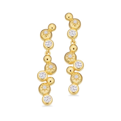 Billede af Ørehængere kugler cubic zir. sølv fg.