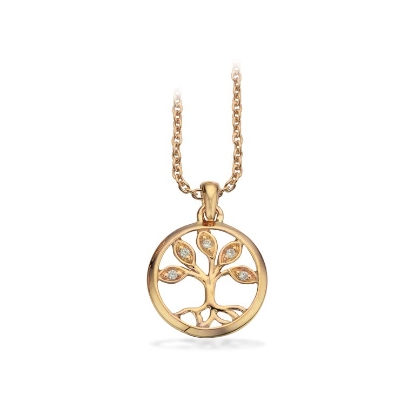 Billede af Vedhæng Livets Træ syn.zir. 8 kt. m/ sølvkæde