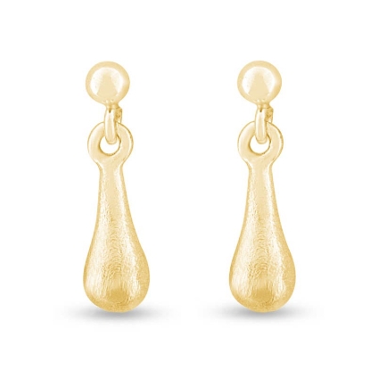 Billede af Ørehængere "Solid Drop Small" 925s forgyldt sølv