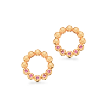 Billede af Øreringe cirkel 0,08 pink safir 14 kt.
