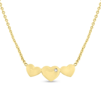 Billede af Halskæde med hjerter i 8 kt. med en brillant