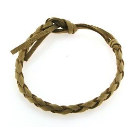Billede af *By Pind armbånd naturfarve flettet læder