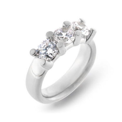 Billede af Rækkering med 3 runde fac. syn. sten a 6,0 mm. 925s.