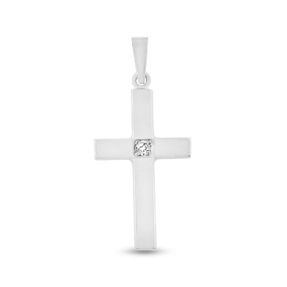 Billede af Vedhæng kors m. brill. 0,03 w/vs. 14 kt. hvg.