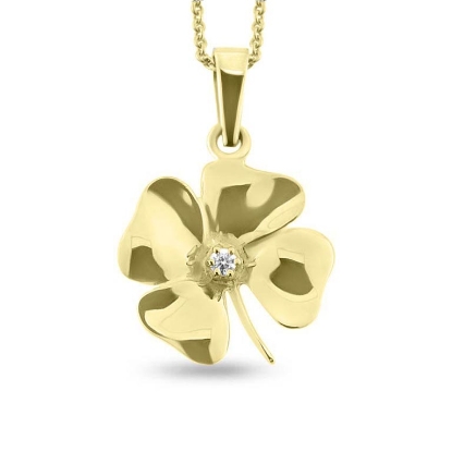 Billede af Vedhæng firkløver, syn. zirk. 14 kt. facon + 2,7 gr. (prisen er excl. guld)