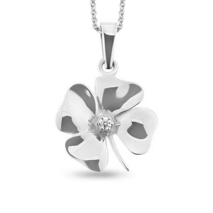 Billede af Vedhæng firkløver, brill. 0,04 w/si, 925s sølv