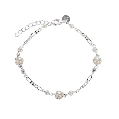 Billede af Aqua Dulce Pearl Mila armbånd sølv m. fvp (17 + 3 cm)