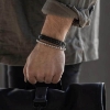 Billede af SON of NOA armbånd stål sort kalveskind (23 cm)