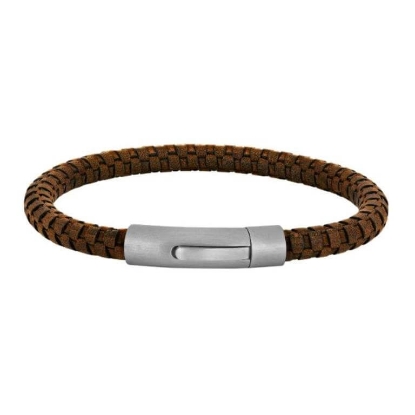 Billede af SON of NOA armbånd stål brun kalveskind (19-23 cm)