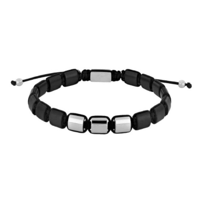 Billede af SON of NOA armbånd stål m. sort onyx (19-25 cm)