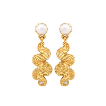 Billede af Hultquist Audrey Pearl øreringe forgyldt sølv m. fvp