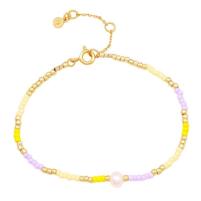 Billede af Hultquist Madison armbånd forgyldt sølv m. perler (16+3 cm)