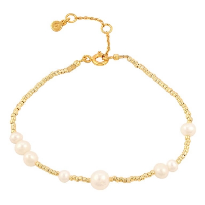 Billede af Hultquist Aria armbånd forgyldt sølv m. perler (16+3 cm)