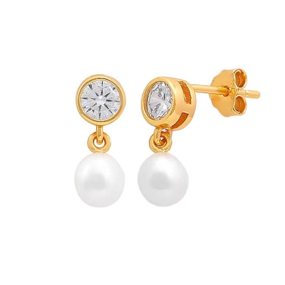 Billede af Hultquist Harper Petite øreringe forgyldt sølv m. cz + fvp