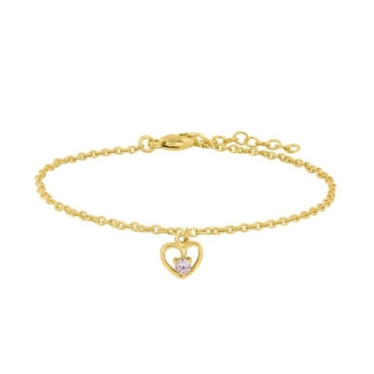 Billede af NOA Kids børnearmbånd forgyldt sølv m. lyserød cz (15+2 cm)