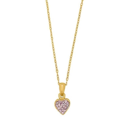 Billede af NOA Kids børnehalskæde forgyldt sølv m. hjertevedhæng + pink cz (38+5 cm)