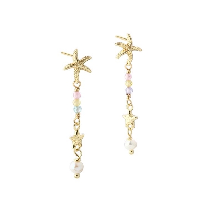 Billede af Aqua Dulce Stella Splash øreringe forgyldt sølv m. cz + fvp