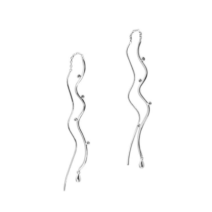 Billede af Aqua Dulce Wavy Earthread øreringe sølv m. cz