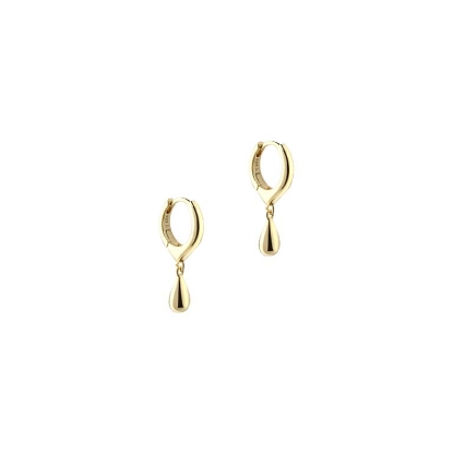 Billede af Aqua Dulce Shiny Drop Hoop øreringe forgyldt sølv