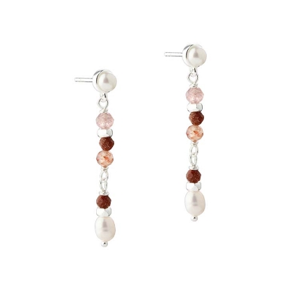 Billede af Aqua Dulce Peachy øreringe sølv m. perler