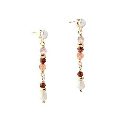 Billede af Aqua Dulce Peachy øreringe forgyldt sølv m. perler