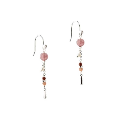 Billede af Aqua Dulce Peachy Earhook øreringe sølv m. perler