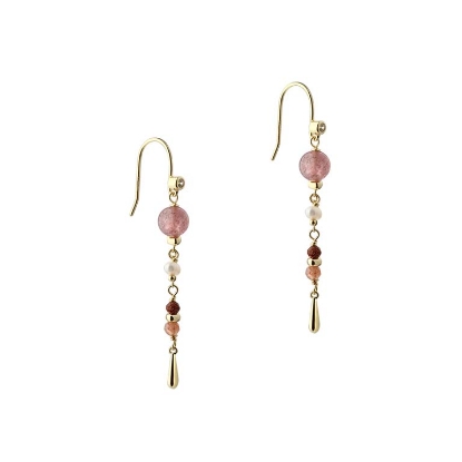 Billede af Aqua Dulce Peachy Earhook øreringe forgyldt sølv m. perler