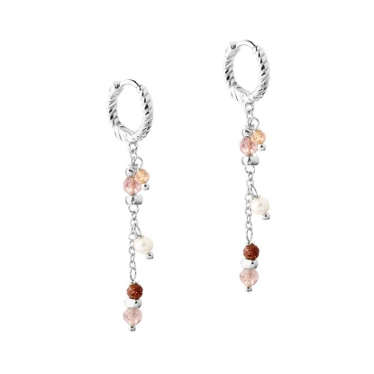 Billede af Aqua Dulce Peachy Hoop øreringe sølv m. perler