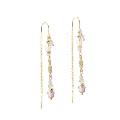 Billede af Aqua Dulce Fresa Rose Earthread øreringe forgyldt sølv m. perler